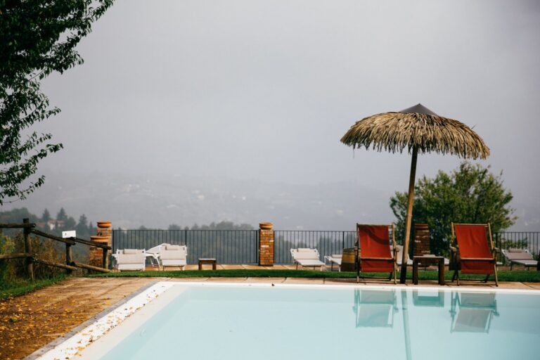 Swimming pool on gray day